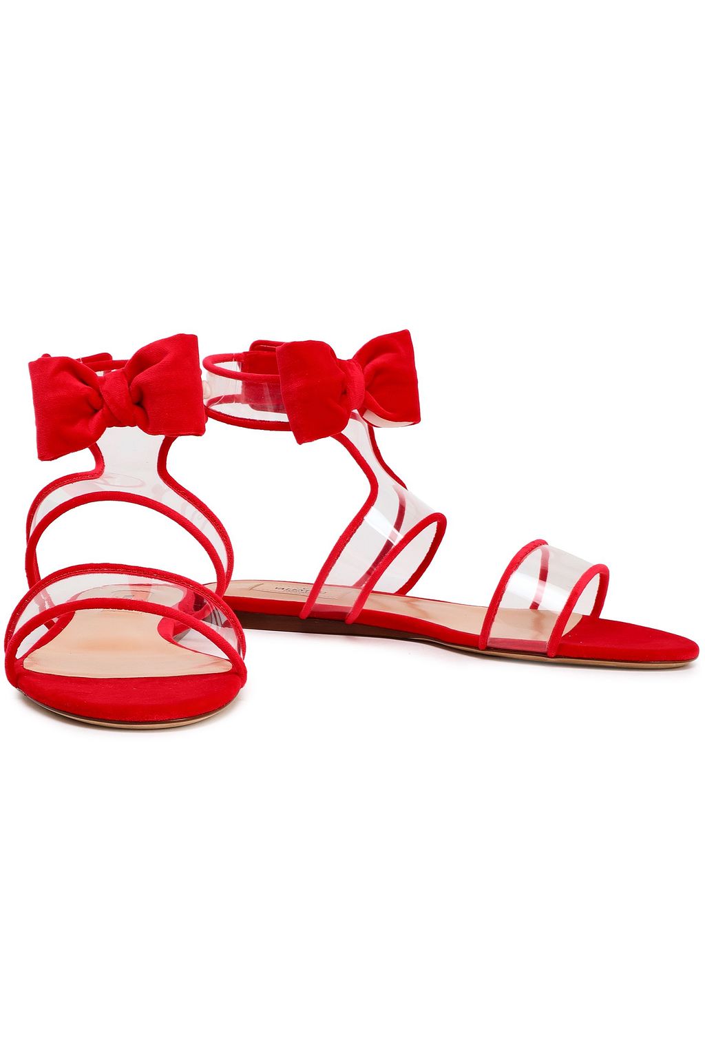 VALENTINO GARAVANI Bow-embellished velvet and PVC sandals