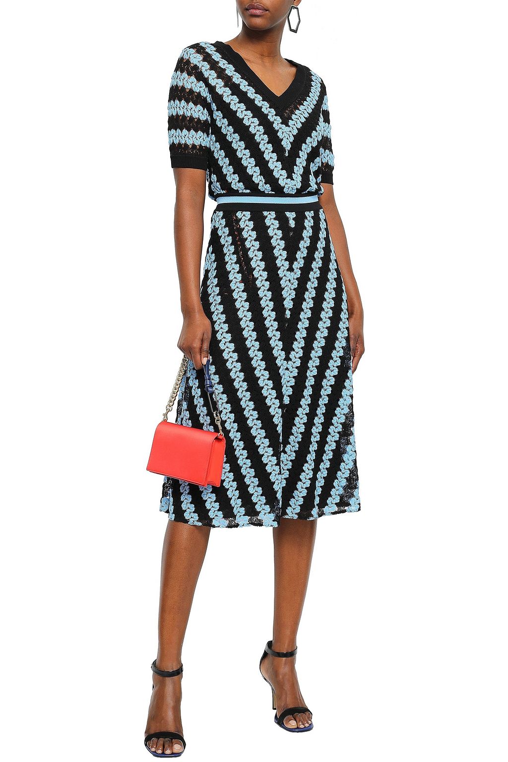 MISSONI Striped crochetknit midi dress THE