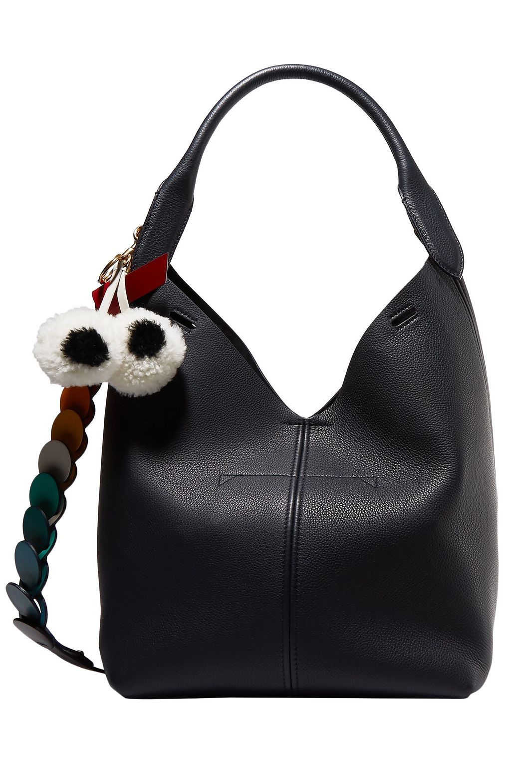 ANYA HINDMARCH Shearling and leather keychain