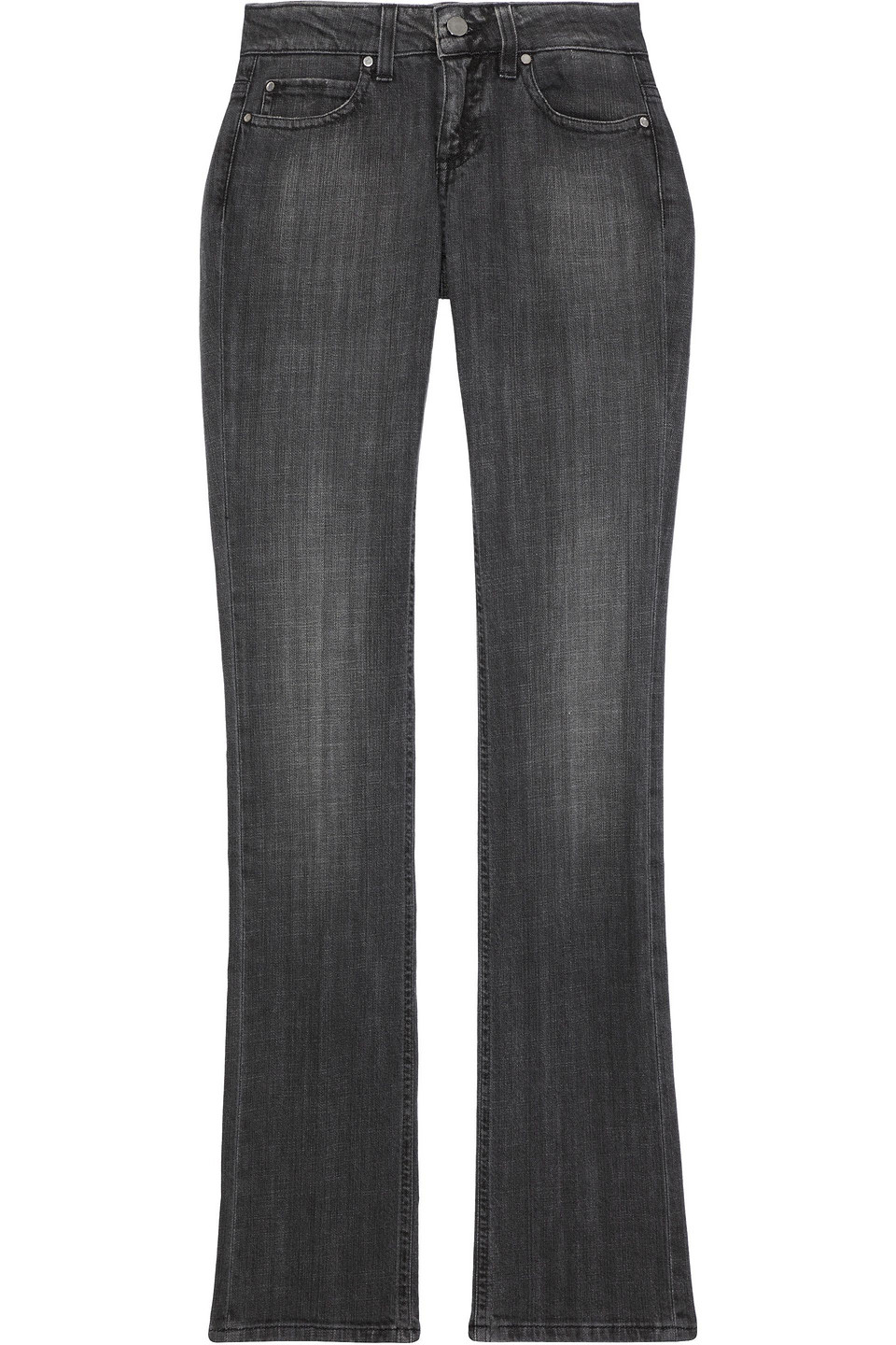 Stella Mccartney Appliquéd Faded Low-rise Bootcut Jeans In Charcoal