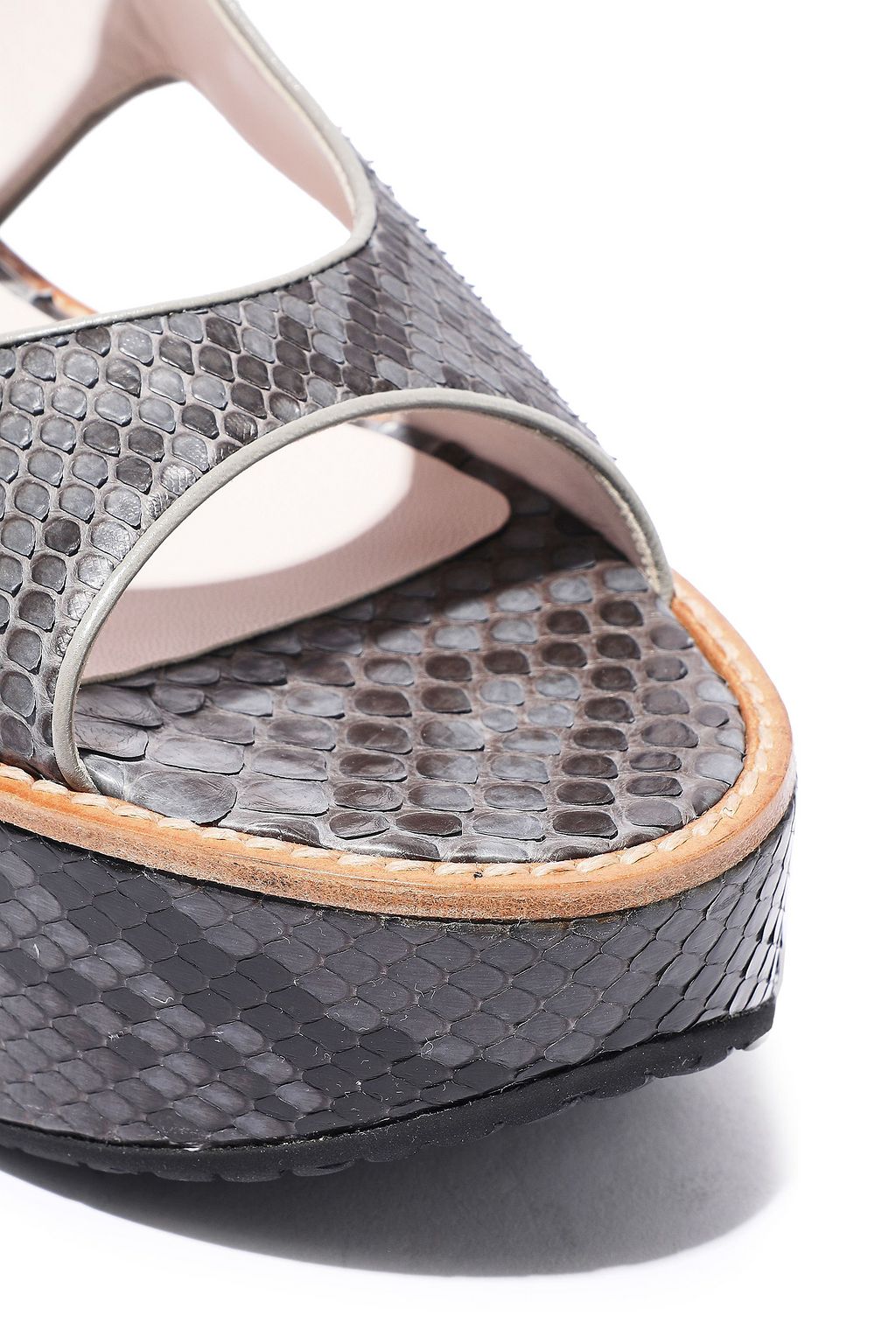 VICTORIA BECKHAM Cutout python platform sandals