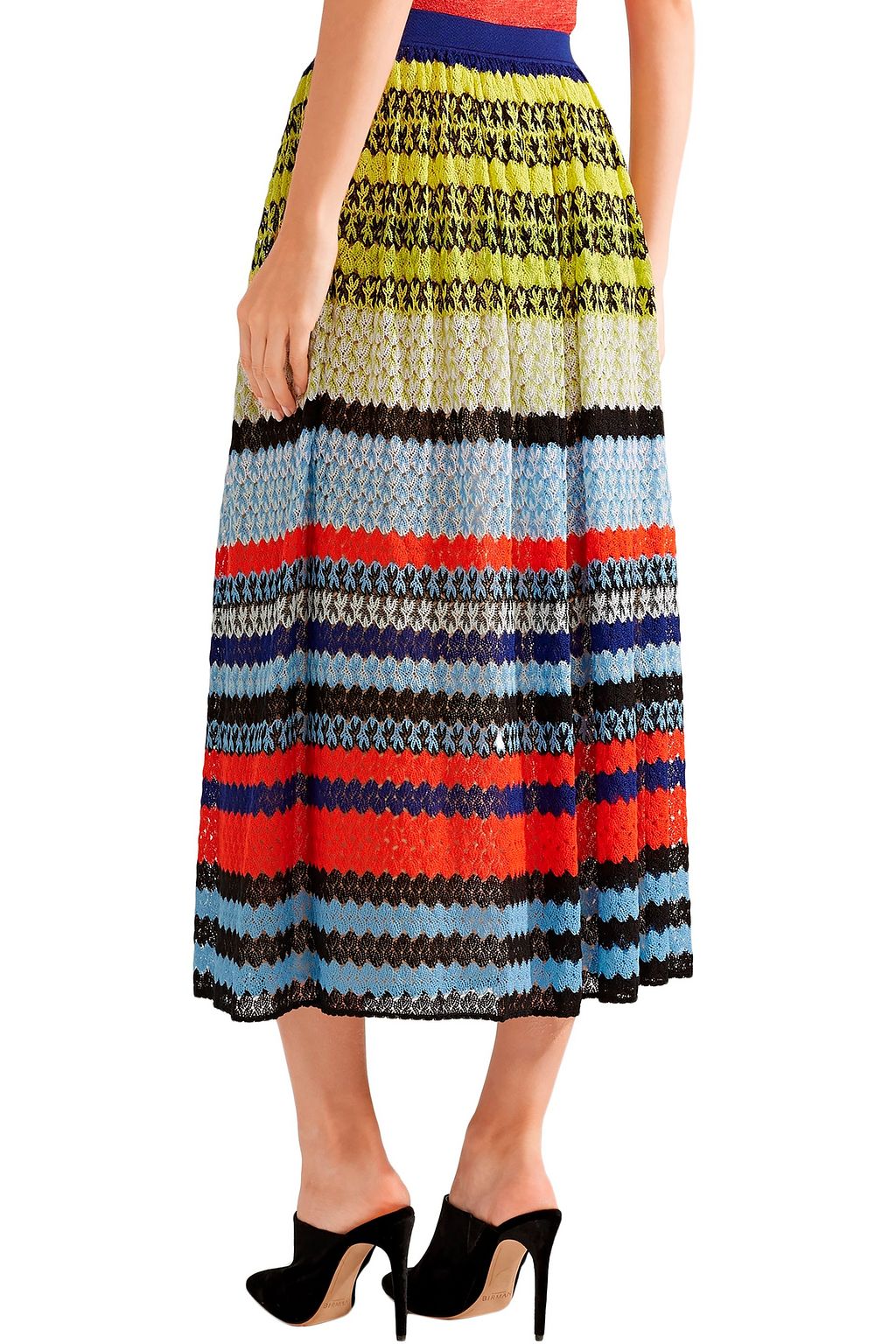 Sky blue Striped crochetknit midi skirt MISSONI THE
