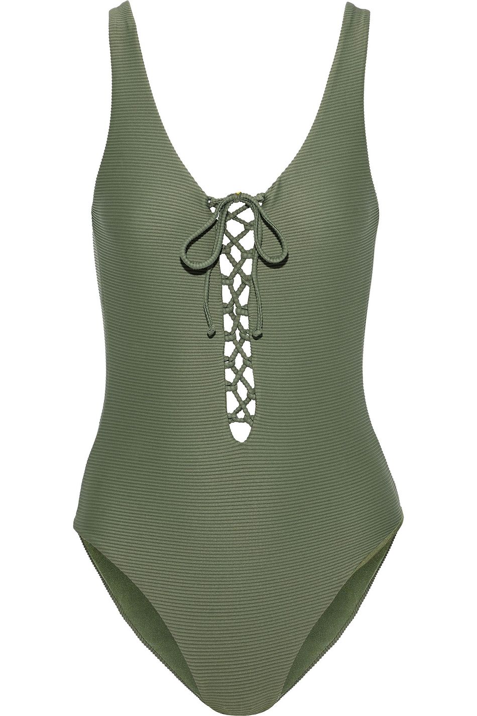 green ribbed swimsuit