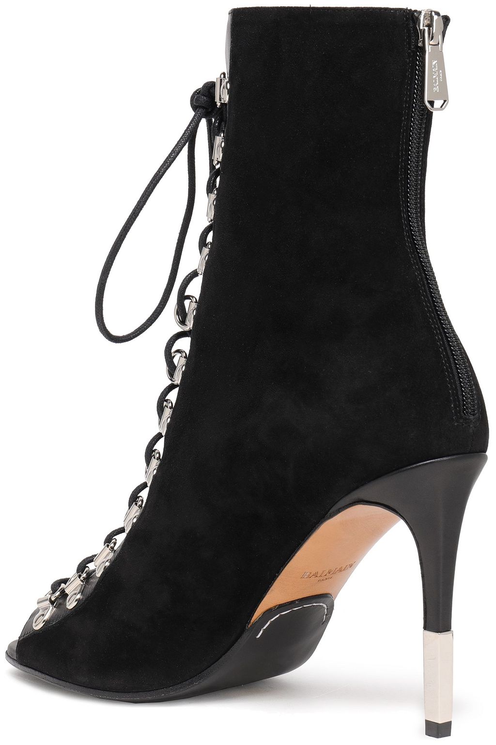 BALMAIN Lace-up suede ankle boots