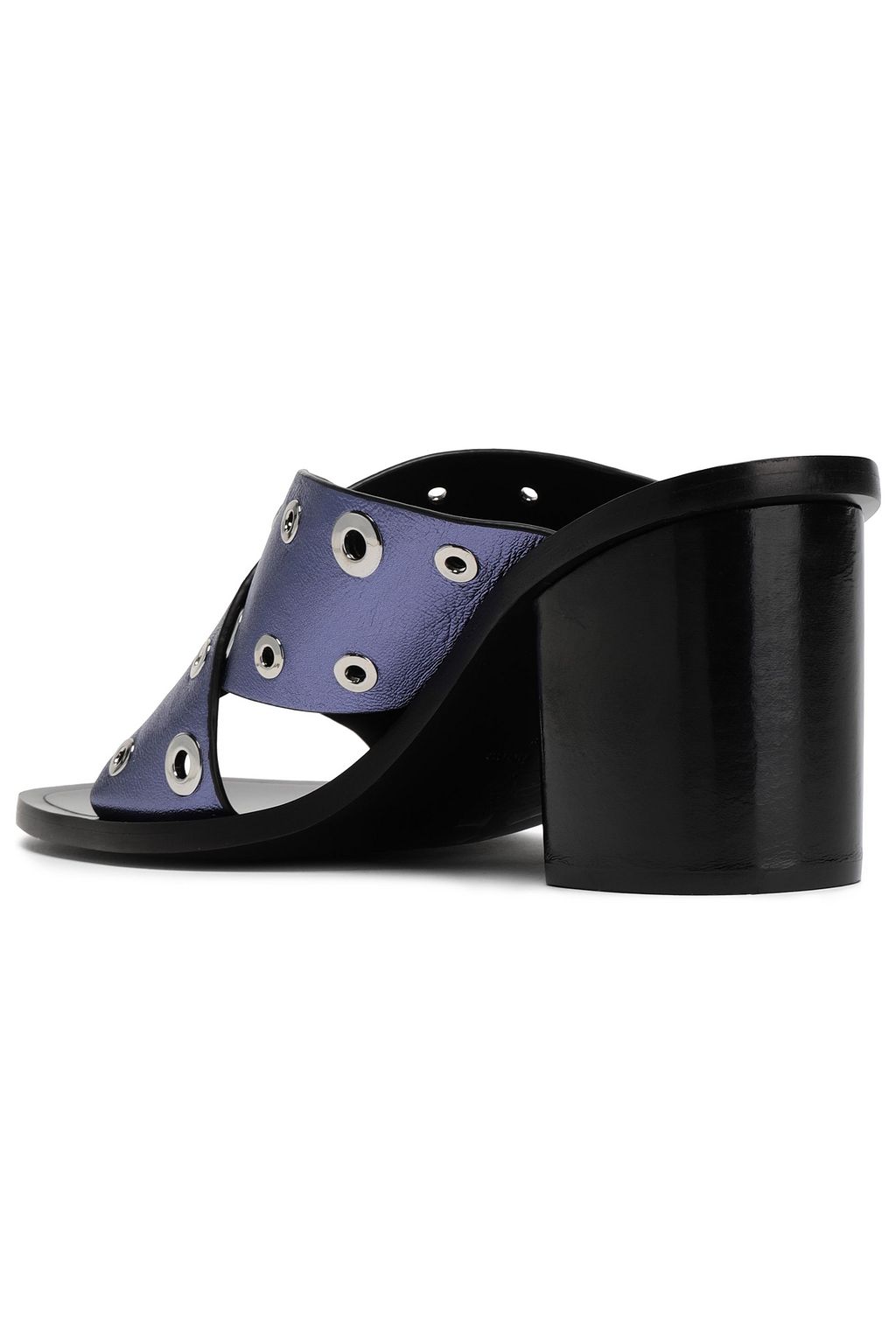 RAG & BONE Eyelet-embellished metallic leather mules