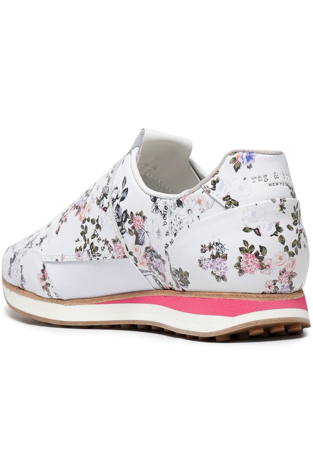 RAG & BONE Floral-print leather slip-on sneakers