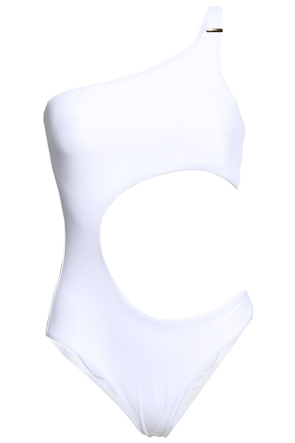 white one shoulder cut out swimsuit