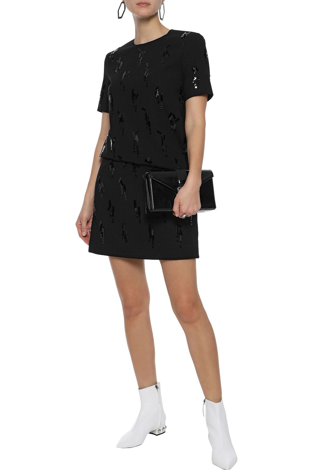 VICTORIA, VICTORIA BECKHAM Sequin-embellished crepe T-shirt