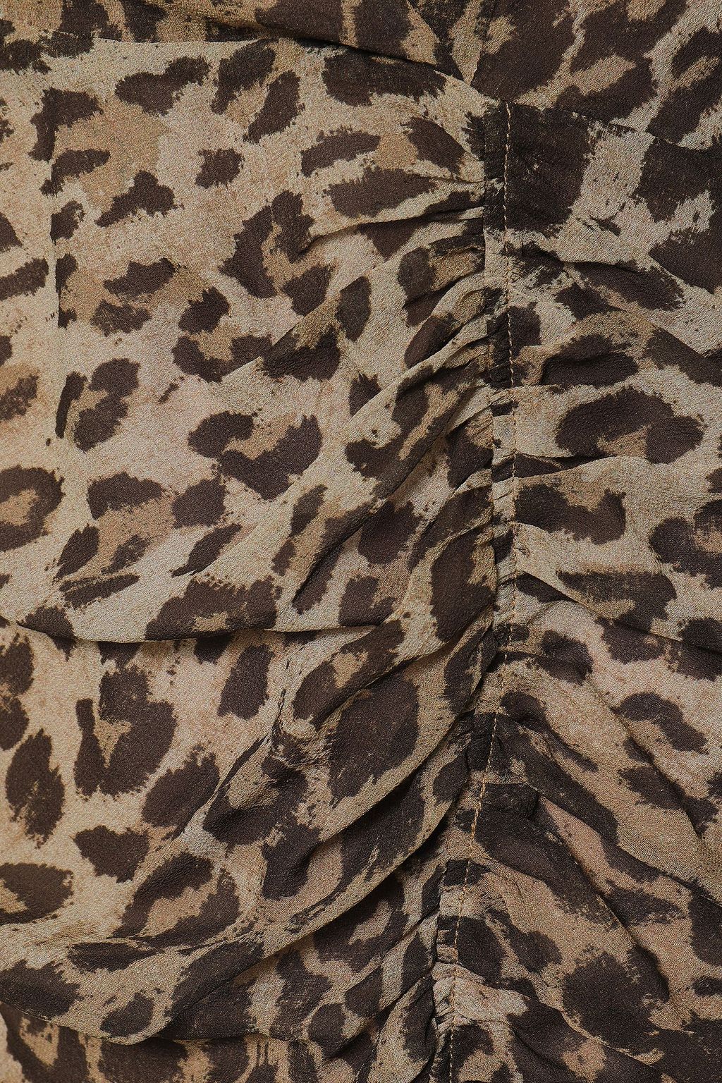 NICHOLAS Wrap-effect ruched leopard-print silk-georgette dress