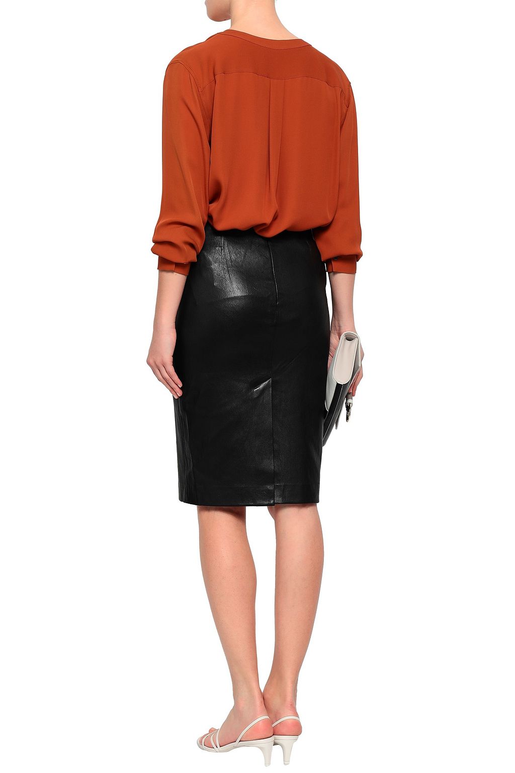 THEORY Leather pencil skirt