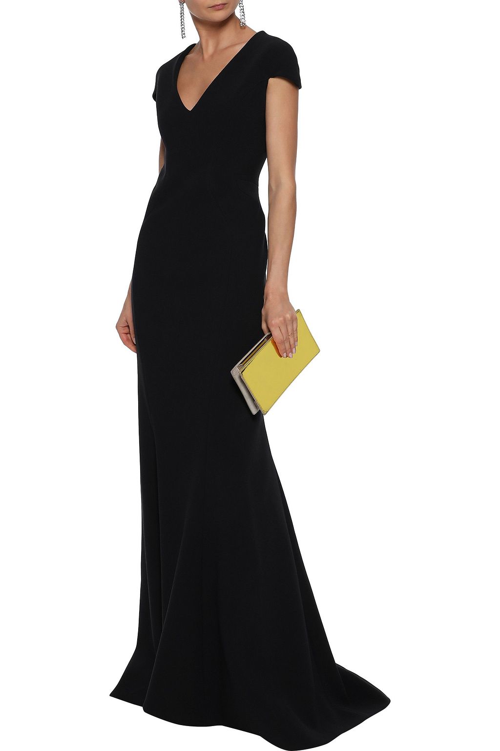 ZAC POSEN Fluted crepe gown