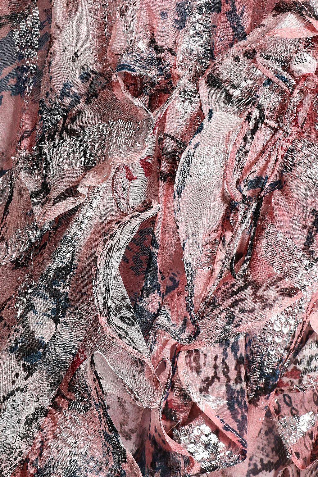 IRO Metallic fil coupé printed silk-blend blouse