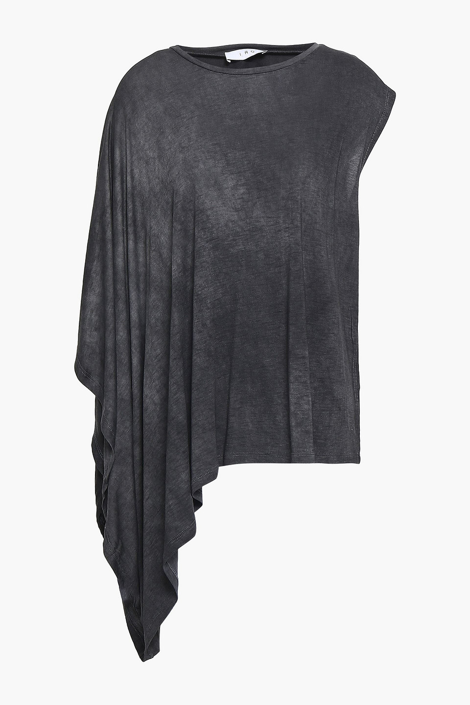 iro - eloaz asymmetric draped stretch-jersey top - gray - xs