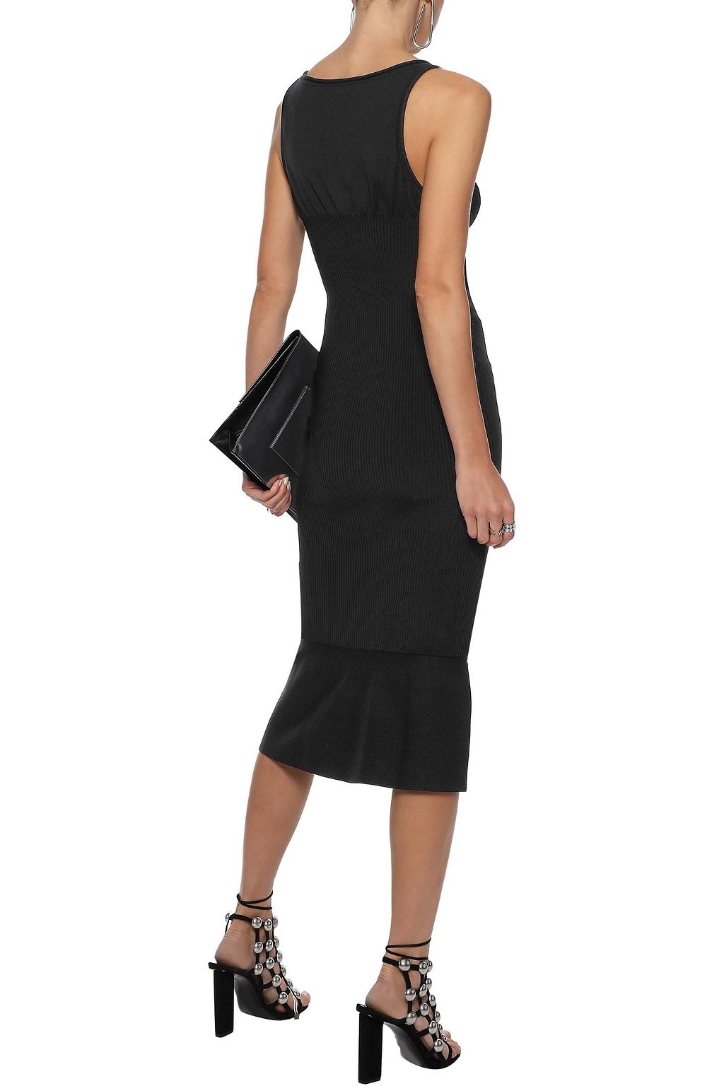 ALEXANDER WANG Ruffled ribbed cotton-blend midi dress