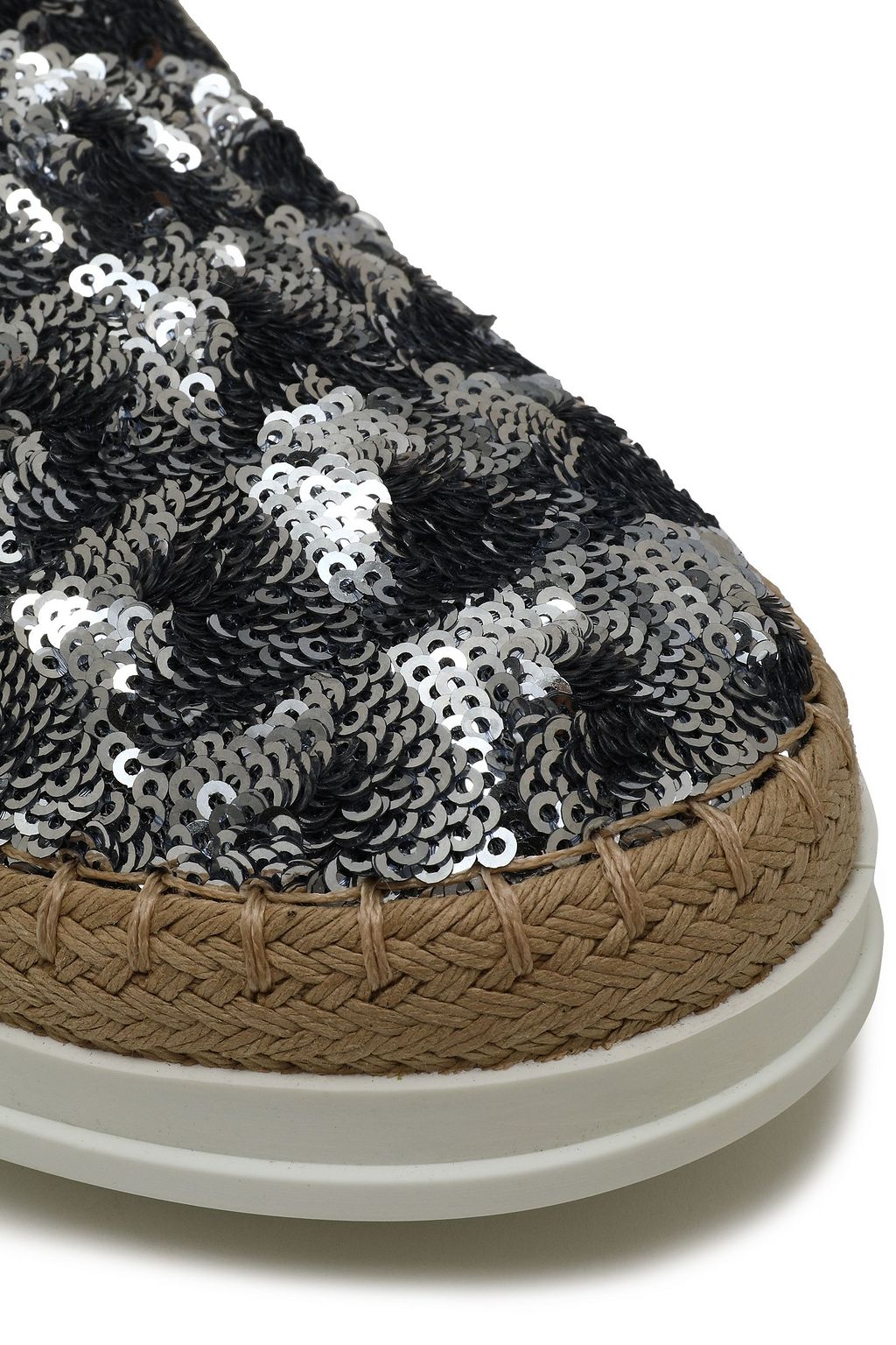 TOD'S Sequin-paneled leather slip-on sneakers