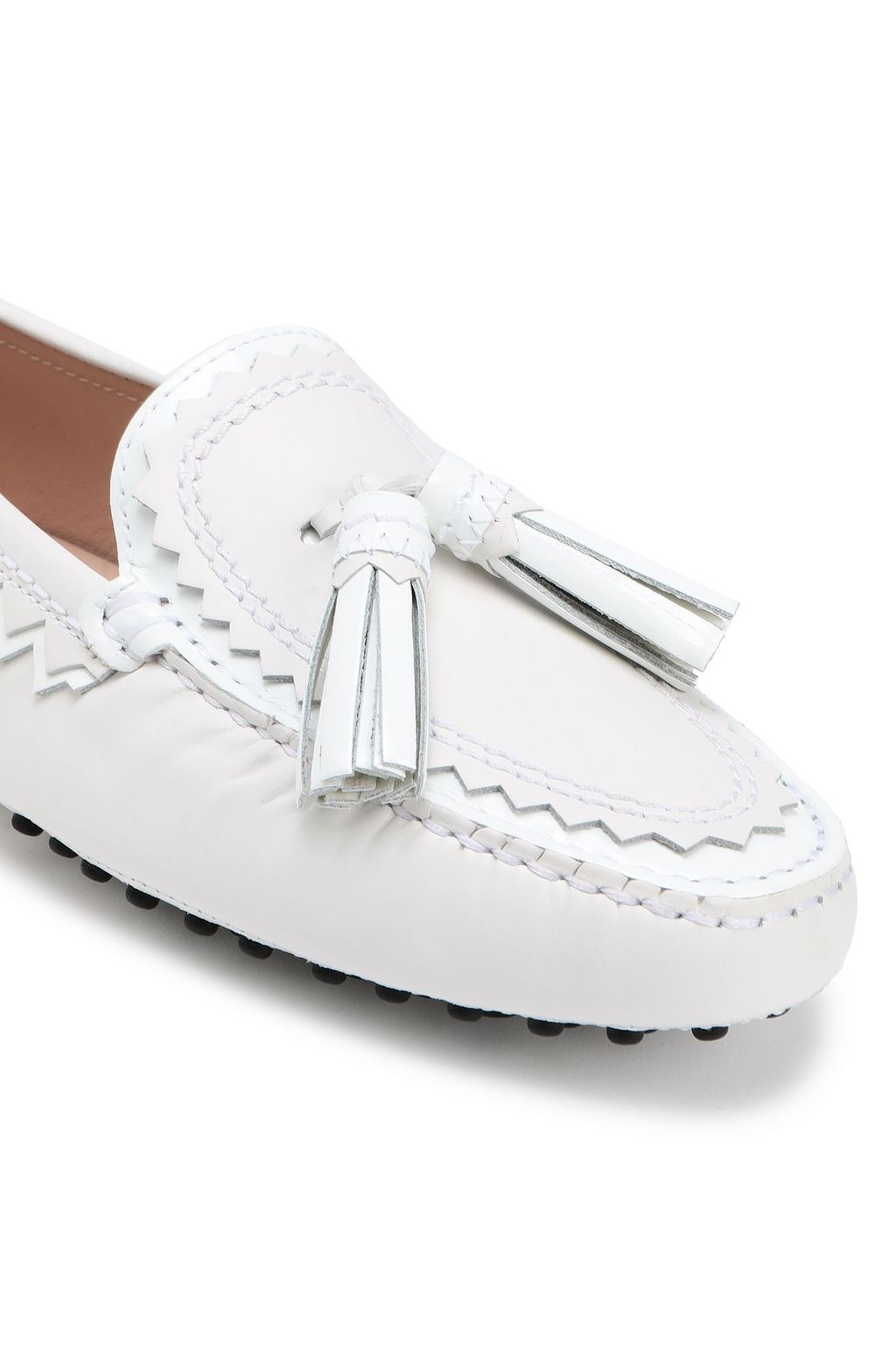 TOD'S Gommino tasseled smooth and patent-leather loafers