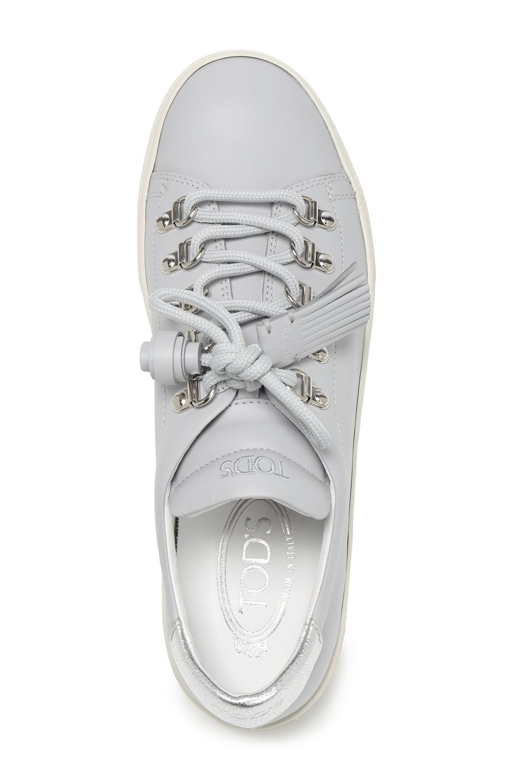 TOD'S Metallic crackled leather-trimmed smooth-leather sneakers