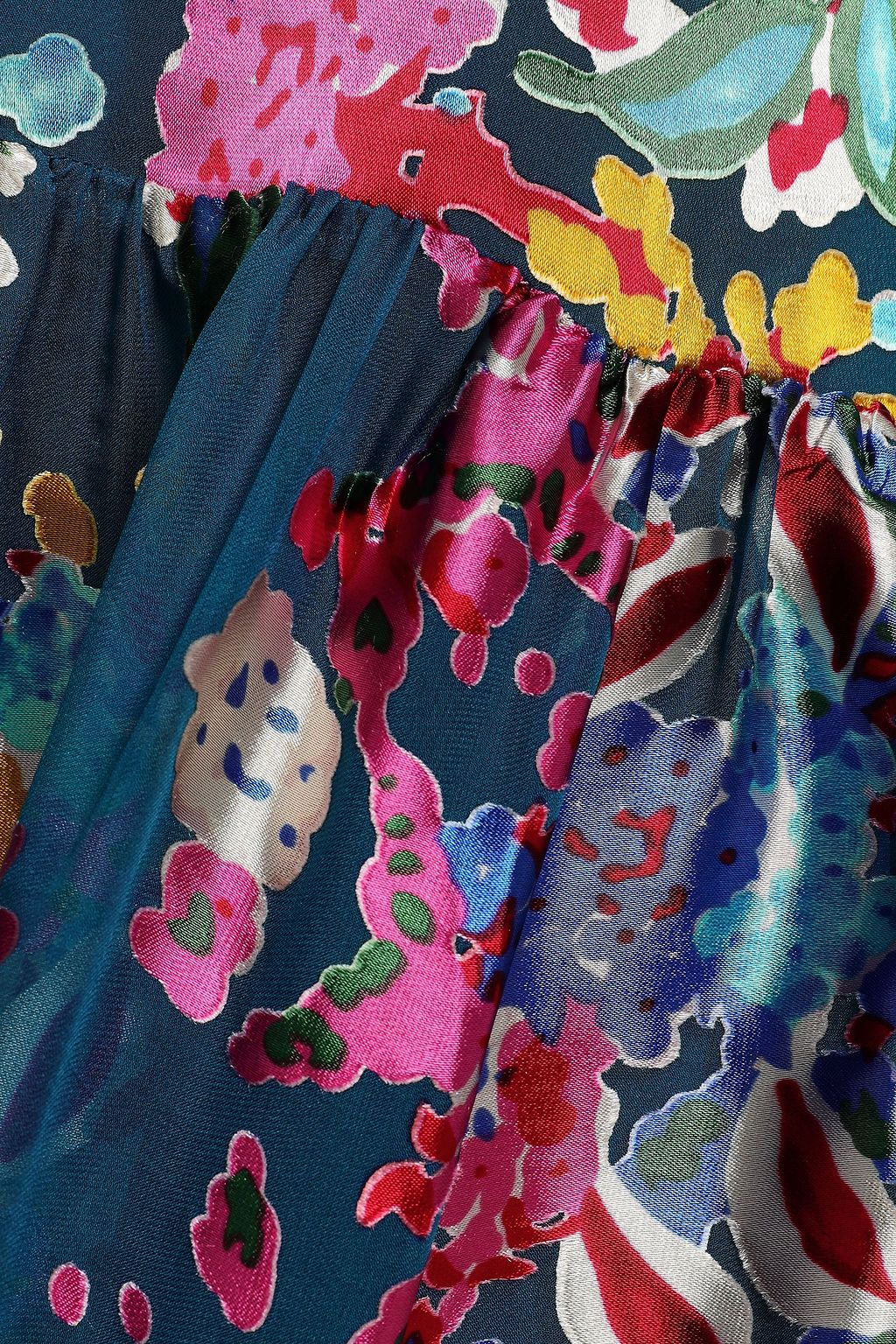 SALONI Printed devoré-chiffon midi dress