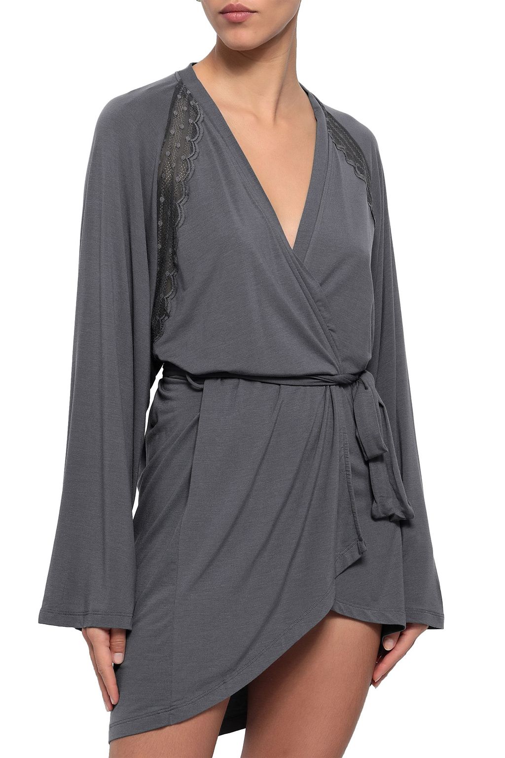 COSABELLA Lace-trimmed modal-blend jersey robe