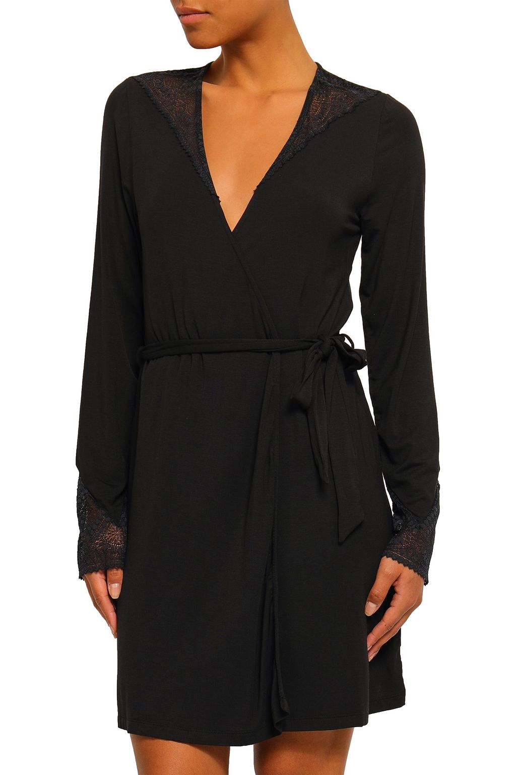 COSABELLA Lace-trimmed stretch-jersey robe
