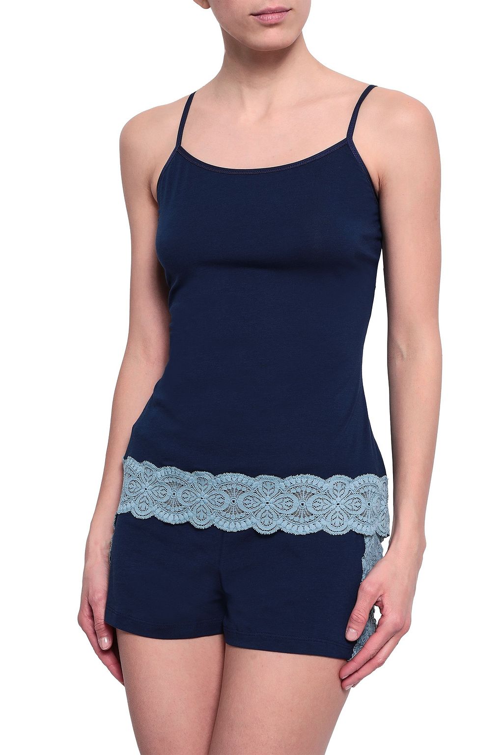 COSABELLA Lace-trimmed stretch-jersey pajama top