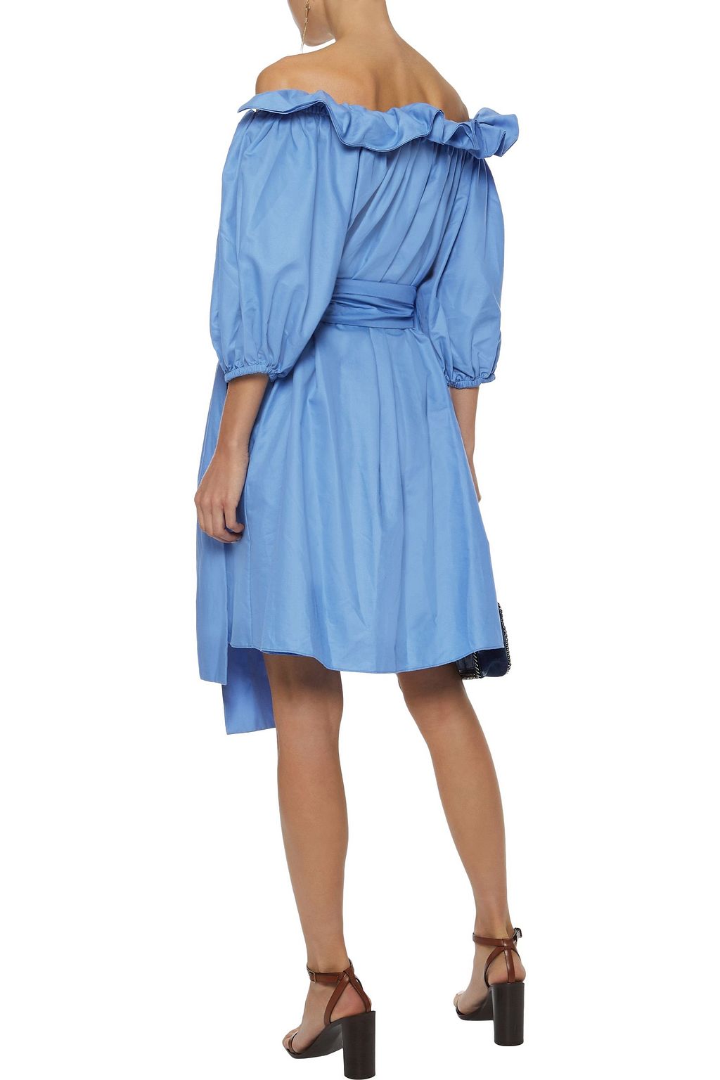 STELLA MCCARTNEY Aubrie off-the-shoulder belted taffeta dress