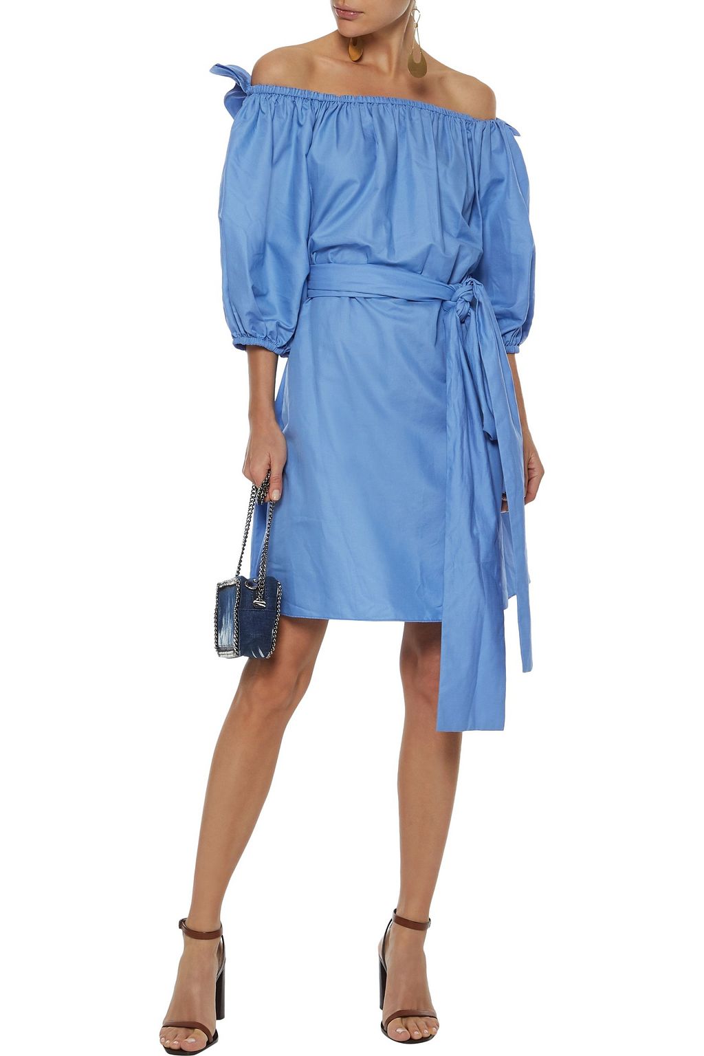 STELLA MCCARTNEY Aubrie off-the-shoulder belted taffeta dress