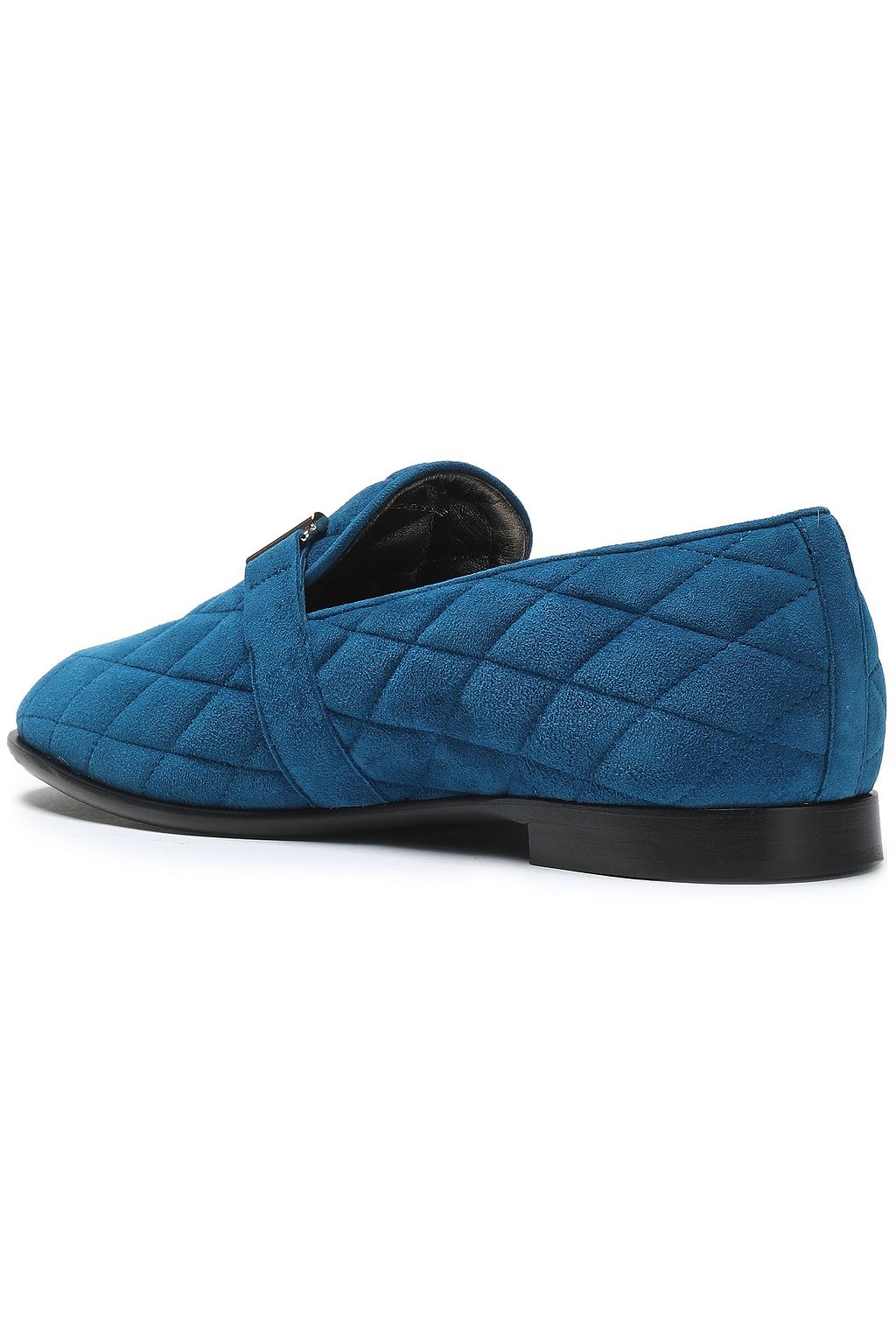 TOD'S Embellished quilted suede loafers