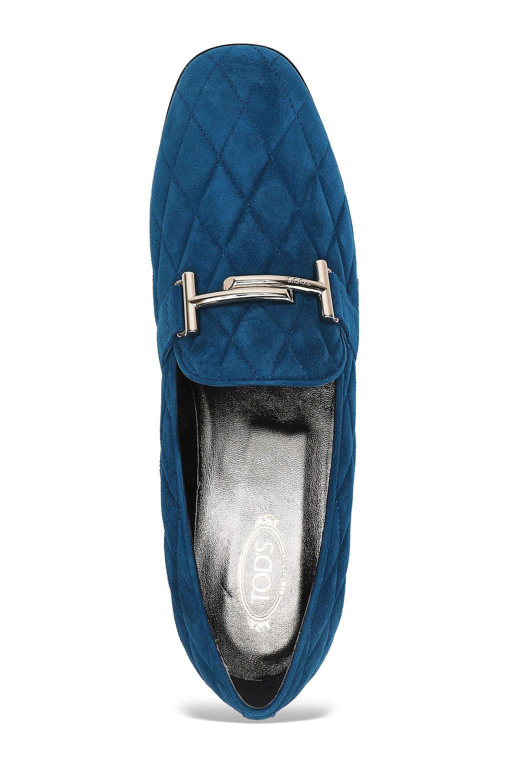 TOD'S Embellished quilted suede loafers
