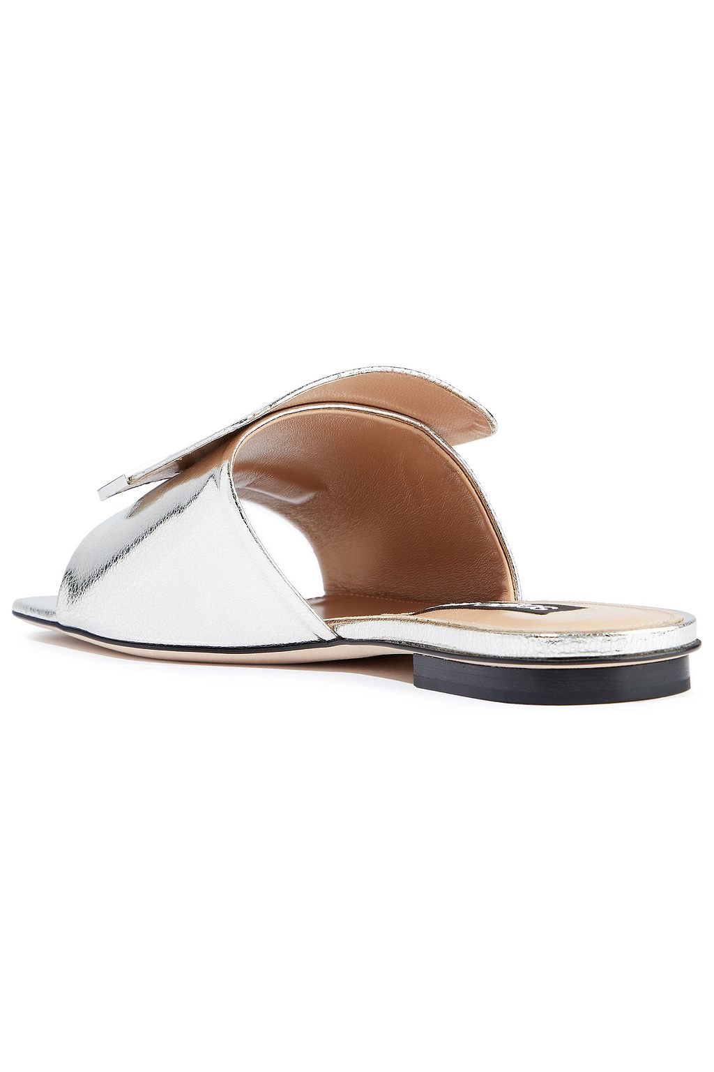 SERGIO ROSSI Metallic cracked-leather slides