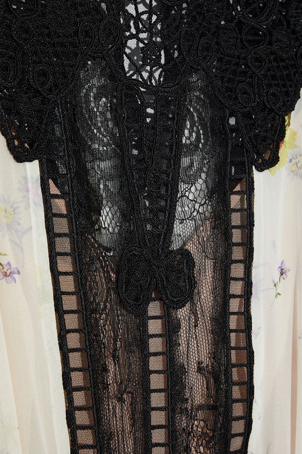 GIAMBATTISTA VALLI Lace-paneled floral-print silk-chiffon midi dress