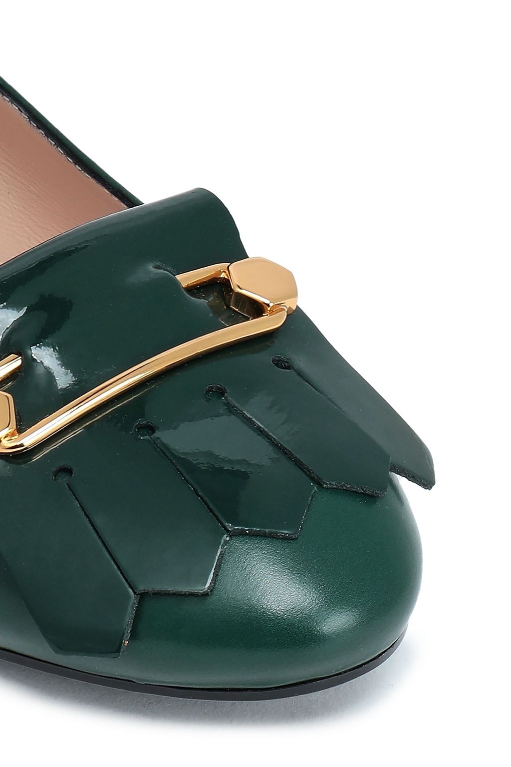 TOD'S Patent leather-trimmed smooth leather ballet flats