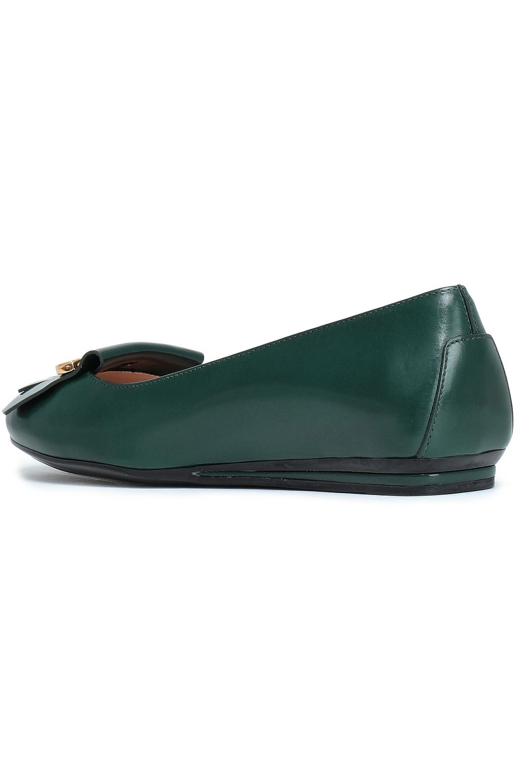 TOD'S Patent leather-trimmed smooth leather ballet flats