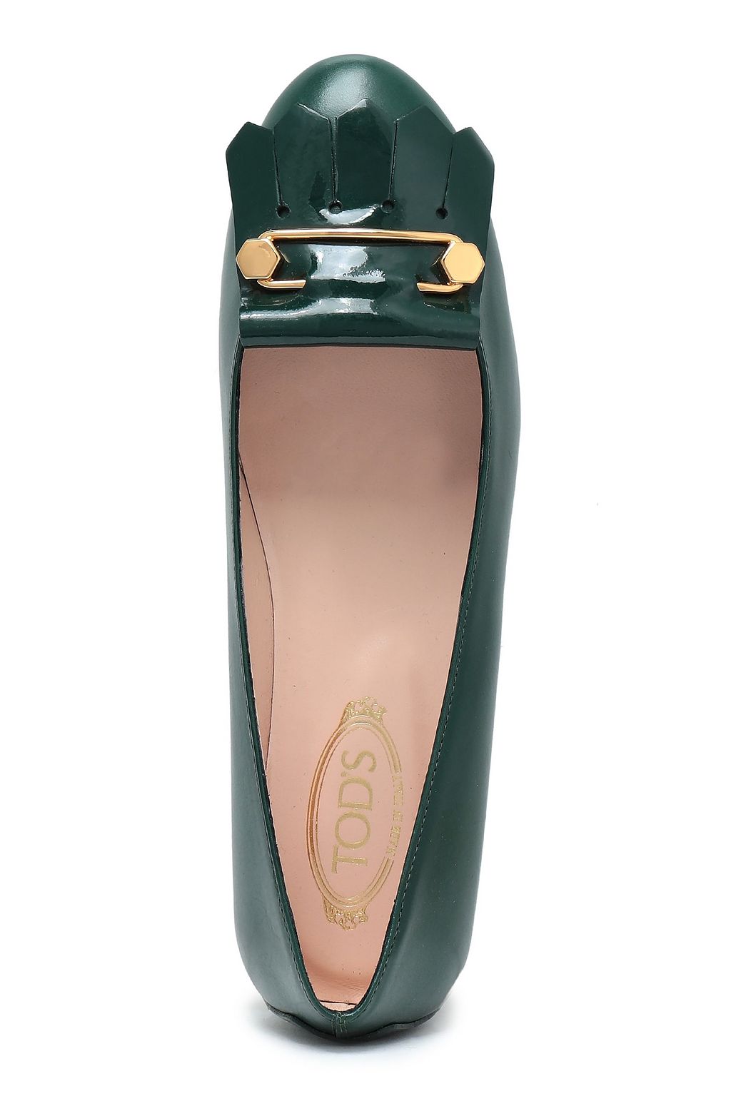 TOD'S Patent leather-trimmed smooth leather ballet flats