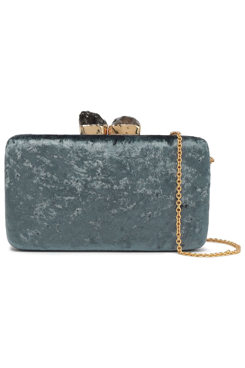 grey velvet clutch bag