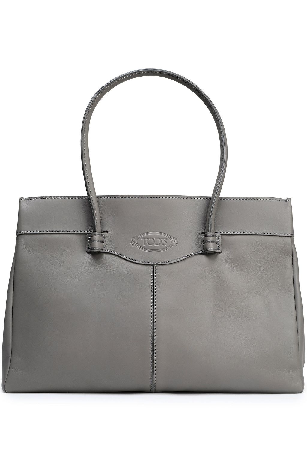 dark grey leather handbag