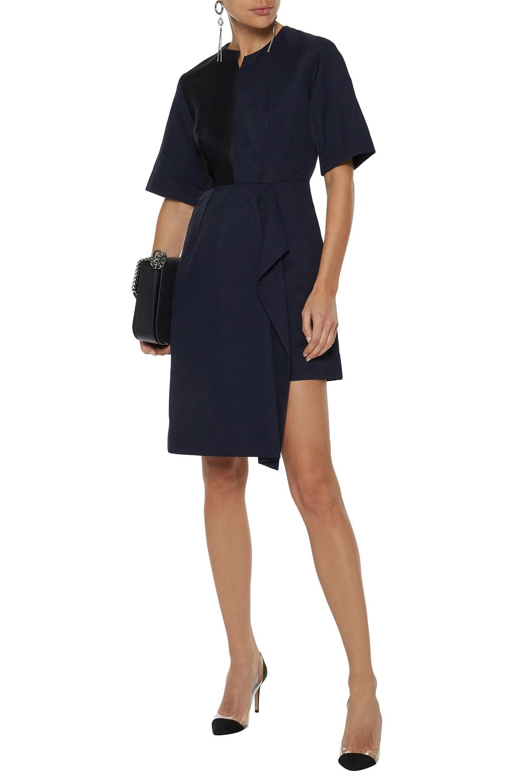 STELLA MCCARTNEY Neema asymmetric satin-paneled twill dress