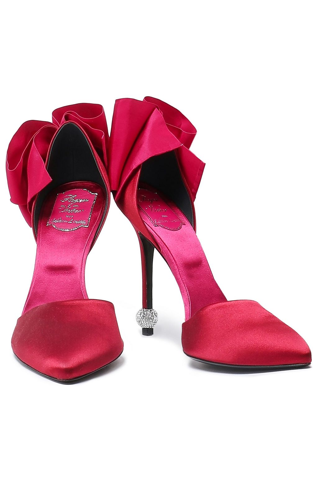 ROGER VIVIER Danza クリスタル＆リボン付き サテン パンプス