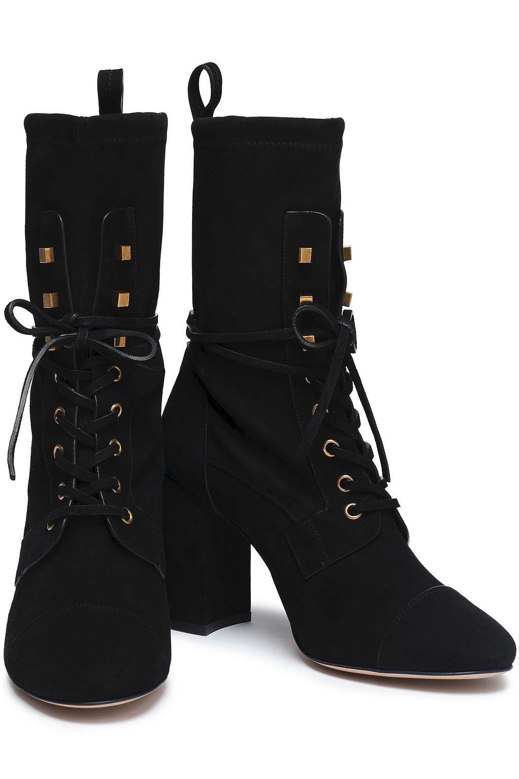 STUART WEITZMAN Lace-up stretch-suede ankle boots