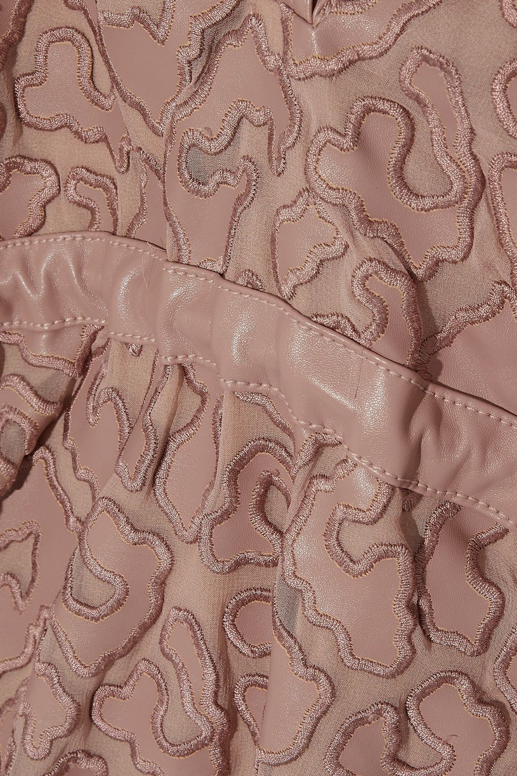 STELLA MCCARTNEY Cutout faux leather-appliquéd chiffon mini dress