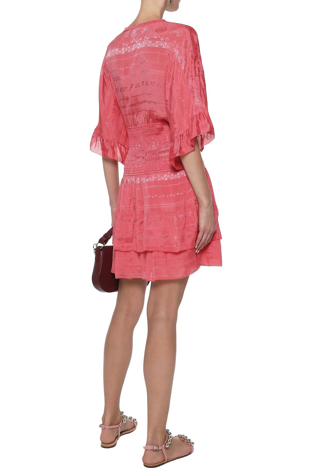 IRO Stacy shirred embroidered georgette mini dress