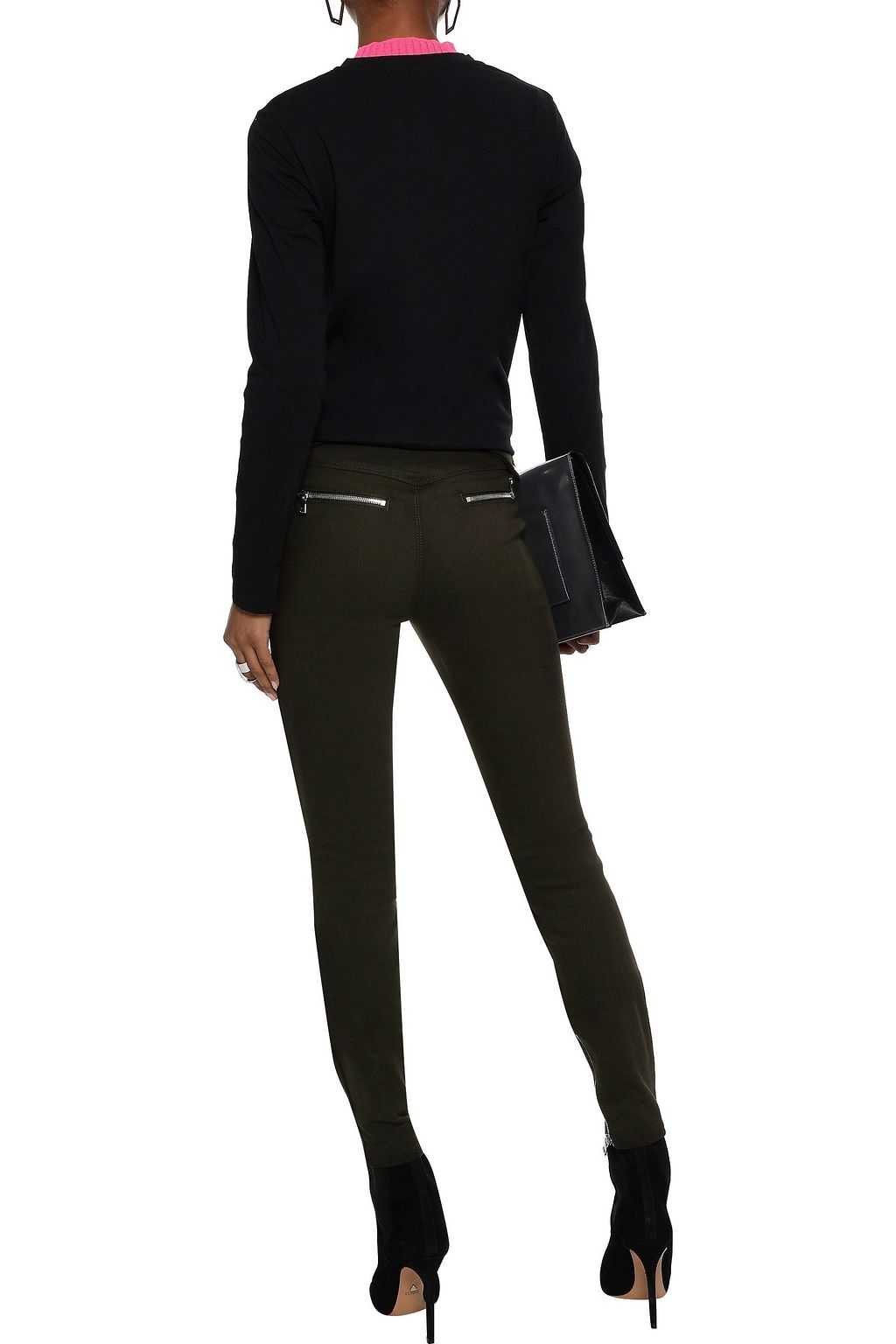 RTA Distressed zip-detailed mid-rise skinny jeans