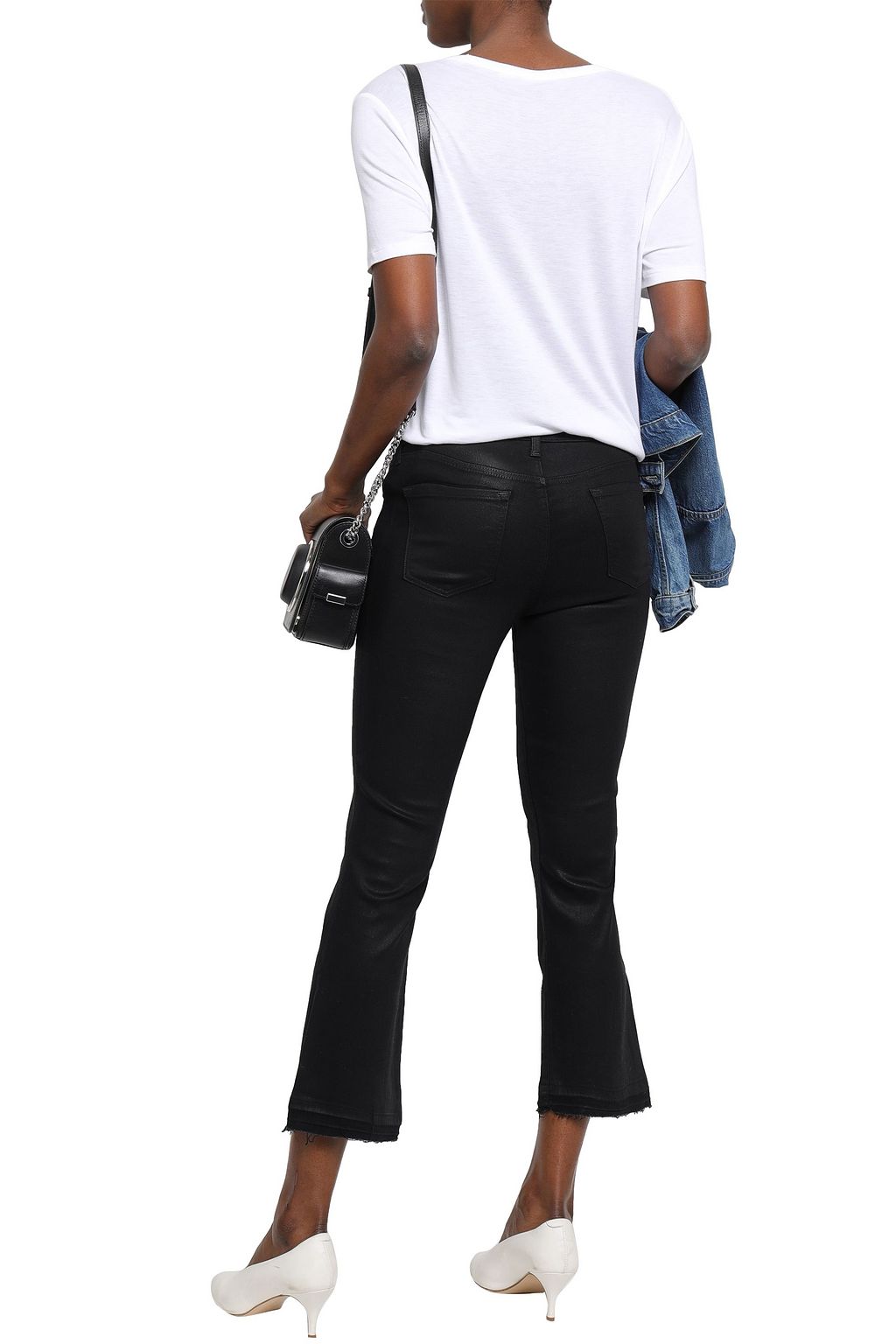 Black Selena cropped coated mid-rise bootcut jeans | Sale up to 70% off |  THE OUTNET | J BRAND | THE OUTNET