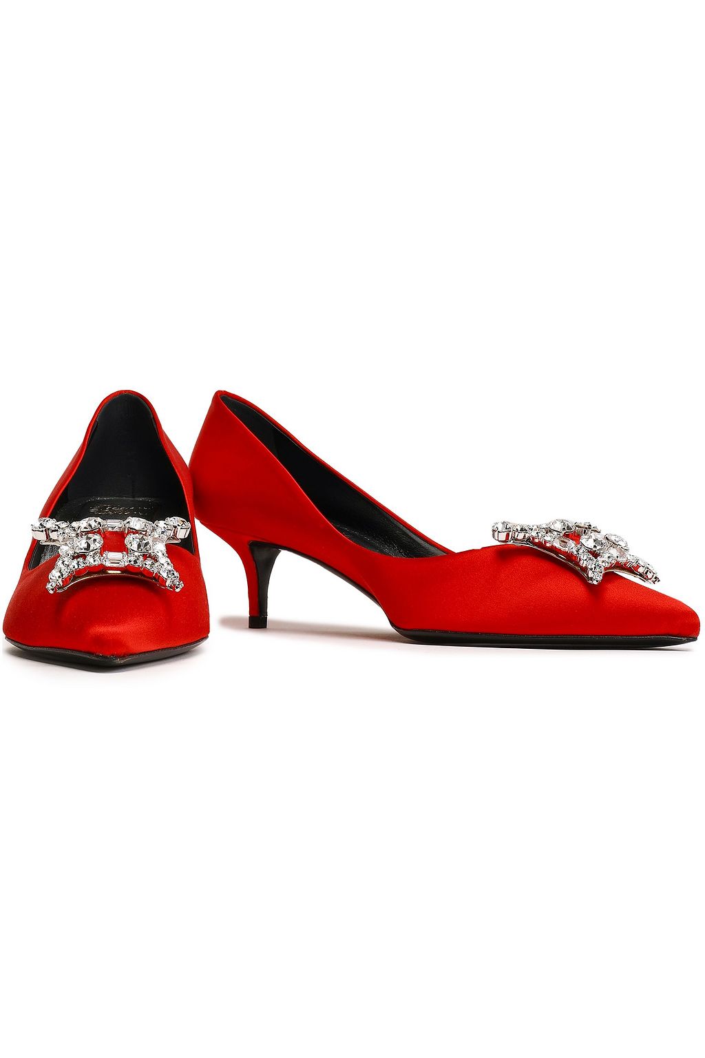 ROGER VIVIER Crystal-embellished satin pumps