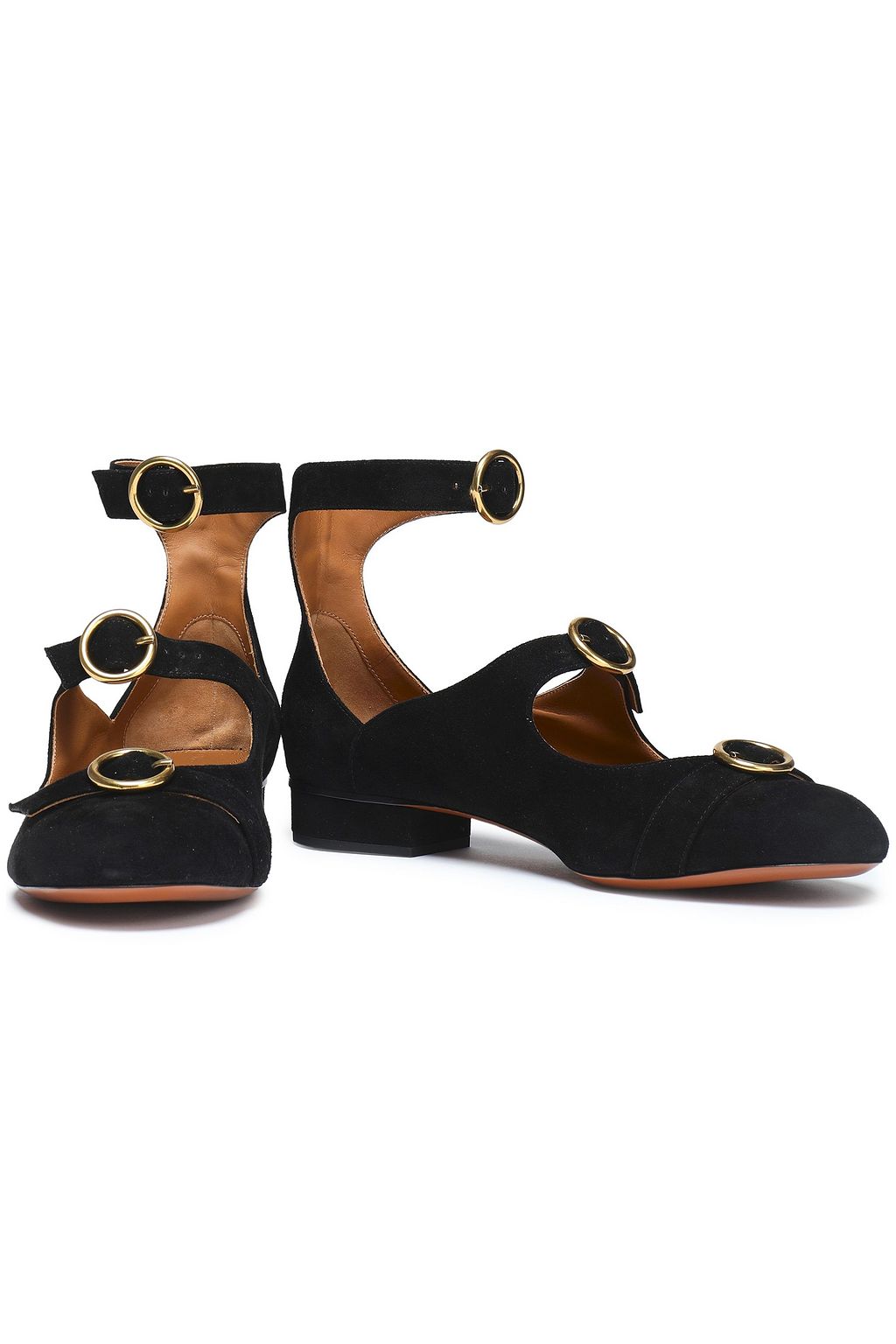 CHLOÉ Buckled suede ballet flats