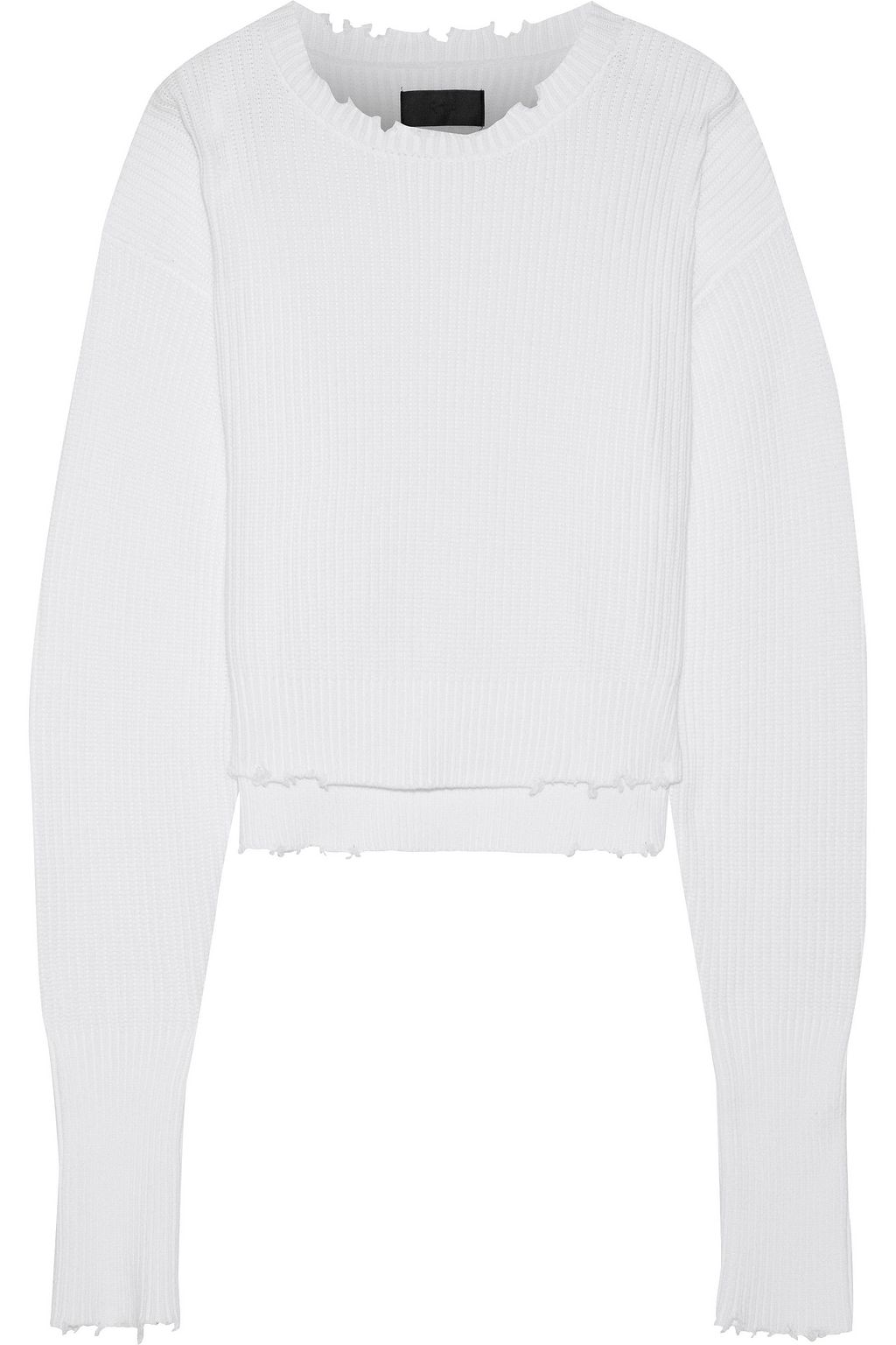 distressed white sweater