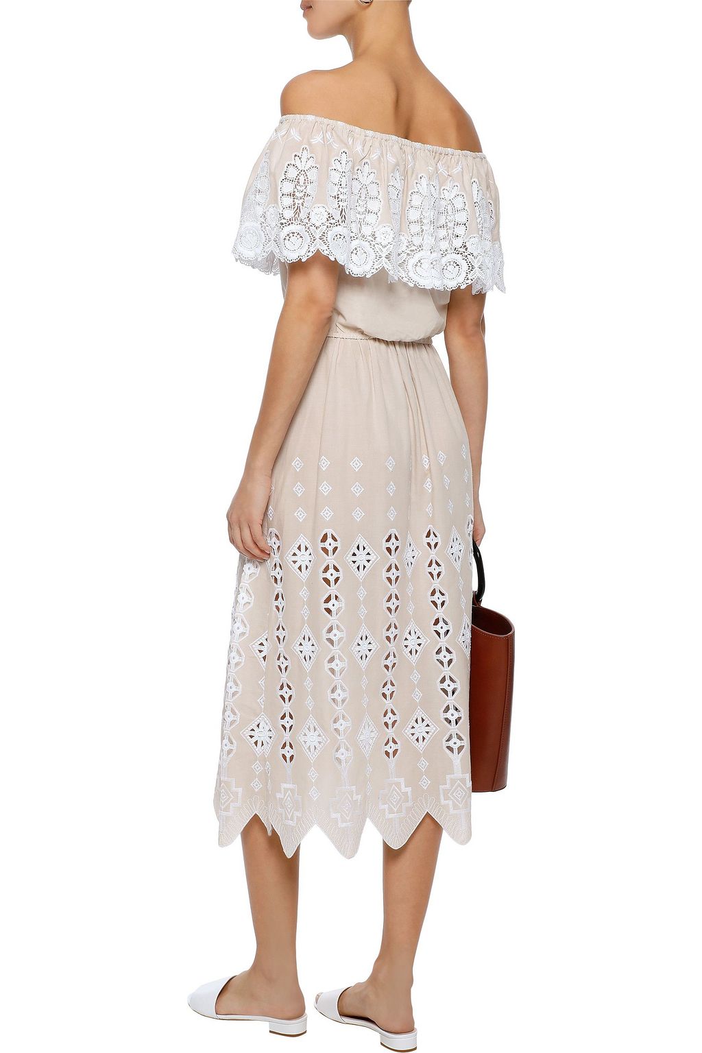 MIGUELINA Carolyn broderie anglaise cotton midi skirt
