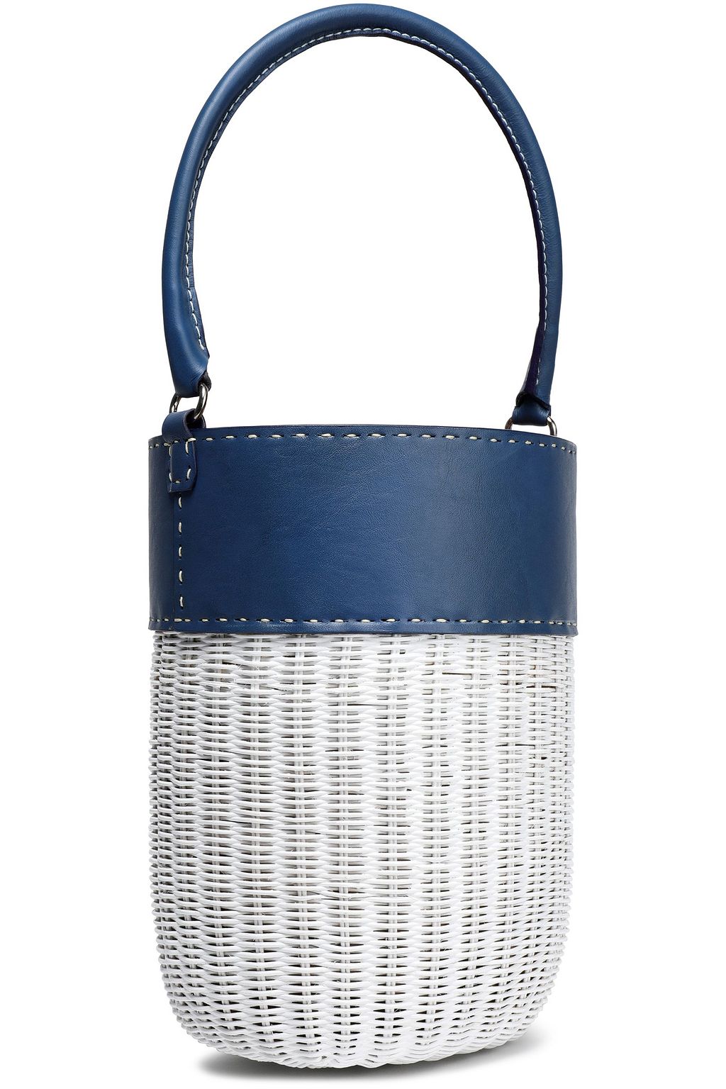 KAYU Lucie two-tone leather and wicker bucket bag