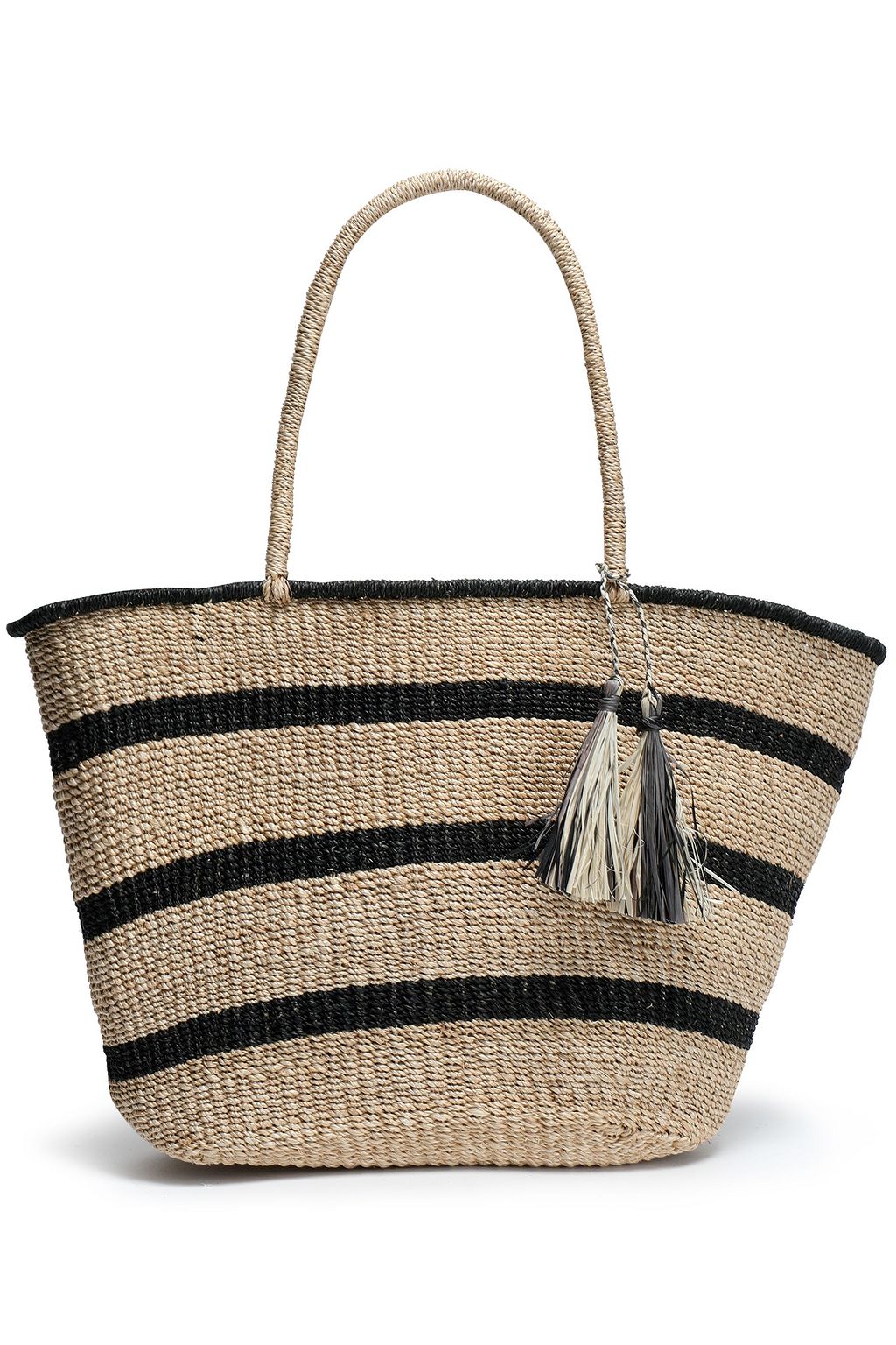 striped straw tote
