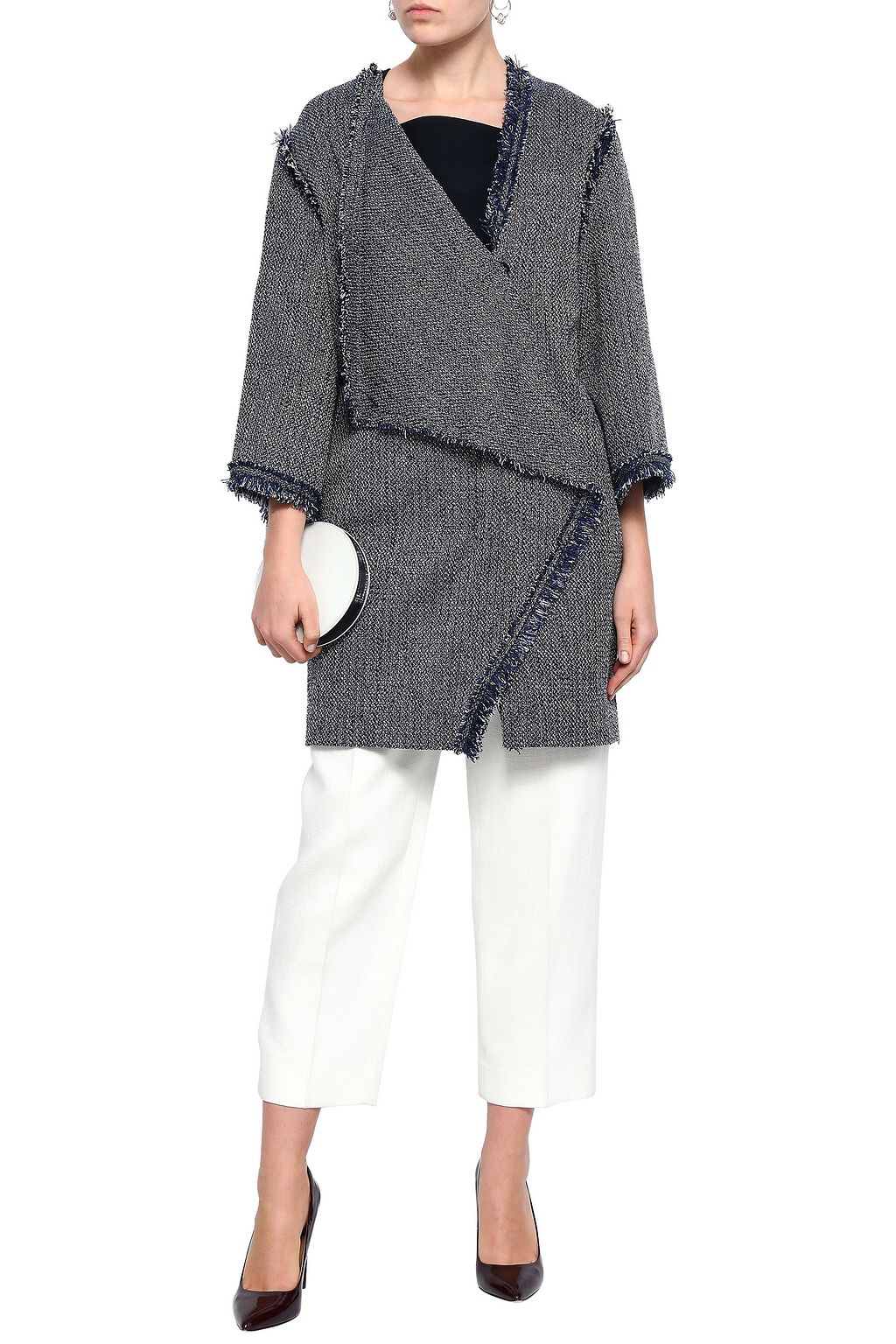 ROLAND MOURET Frayed cotton-blend tweed jacket